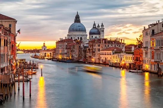 Canal at sunset in Venice, Italy