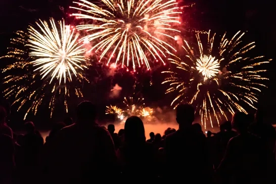 Crowd watching fireworks on Canada Day