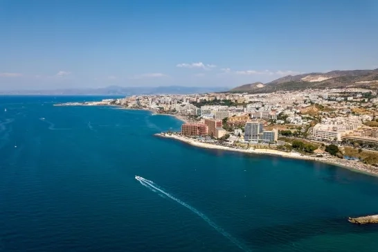 Aerial view of beautiful Benalmadena Costa del Sol Malaga Spain