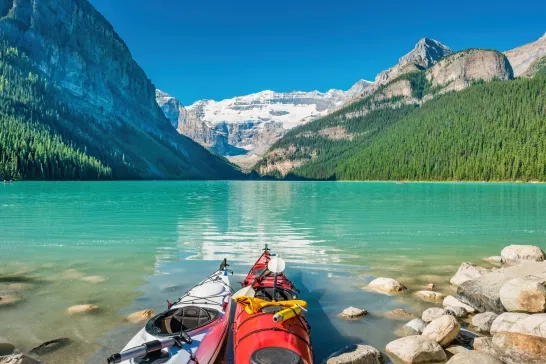 Kayaks at Lake Louise Banff National Park, Alberta
