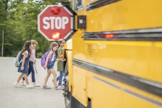 kids boarding bus
