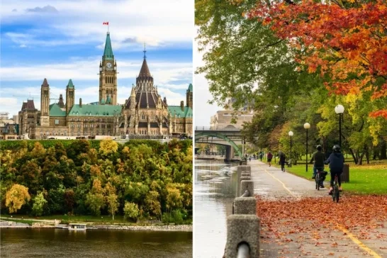 Cycling routes around Ottawa in fall