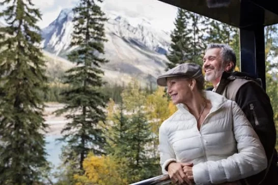 Couple onboard Rocky Mountaineer in GoldLeaf Service