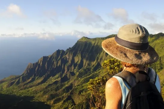 Woman outdoors on the mountain