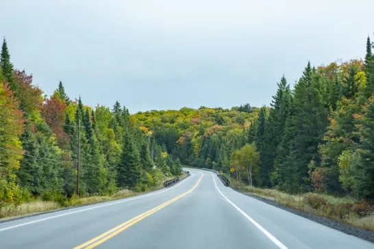 Highway through Algonquin Provincial Park, Ontario,