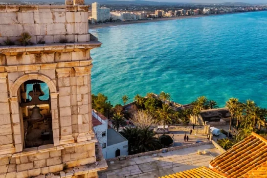 View on Peniscola from the top of Pope Luna's Castle , Valencia, Spain