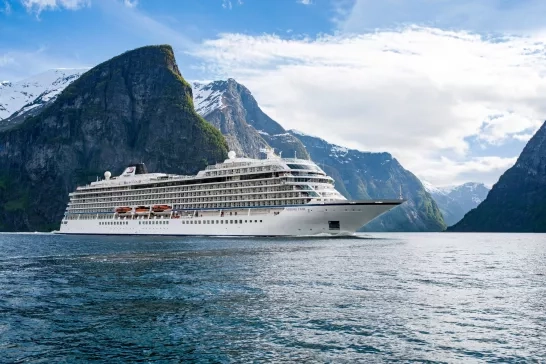 Viking Star cruises through the fjords near Flam, Norway