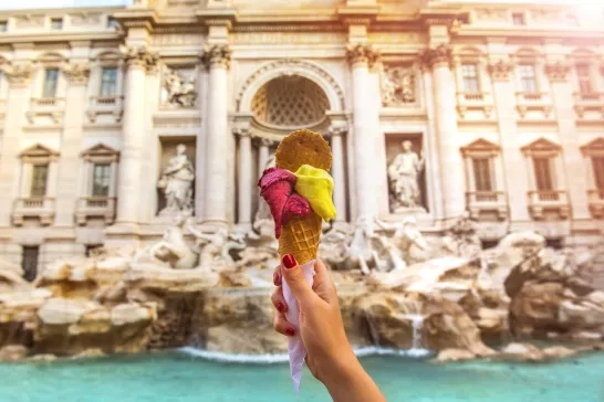 Famous Italian Gelato at Trevi Fountain Rome