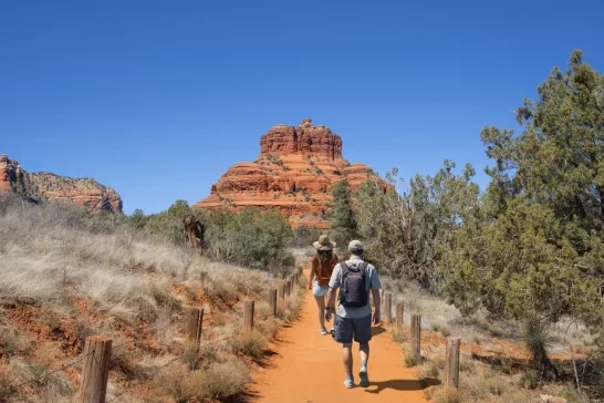 Couple hiking on spring trip to Sedona.