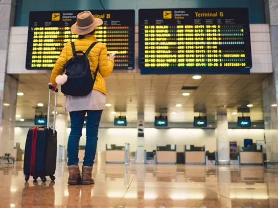 Tourist at Barcelona international airport