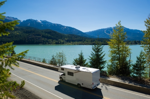 RV driving in Whistler