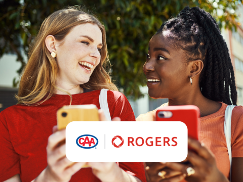 Two women on their phones - Rogers x CAA