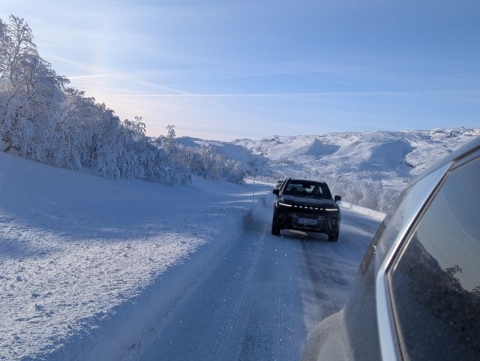 EVs driving in the snow in Norway.