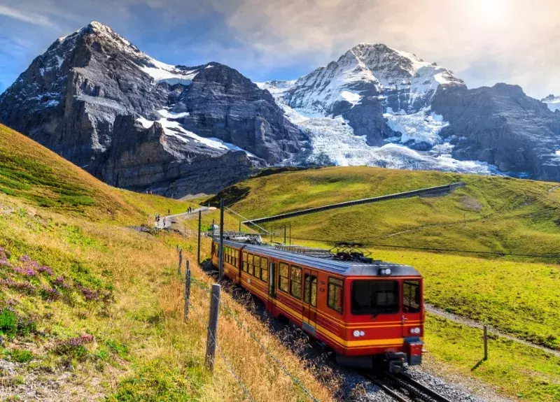 Train on track in Switzerland, Europe