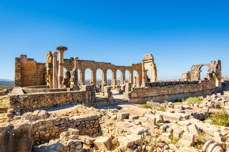 Well-preserved roman ruins in Volubilis, Fez Meknes area, Morocco