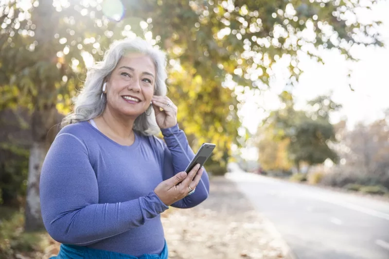 A Mexican woman getting ready to workout