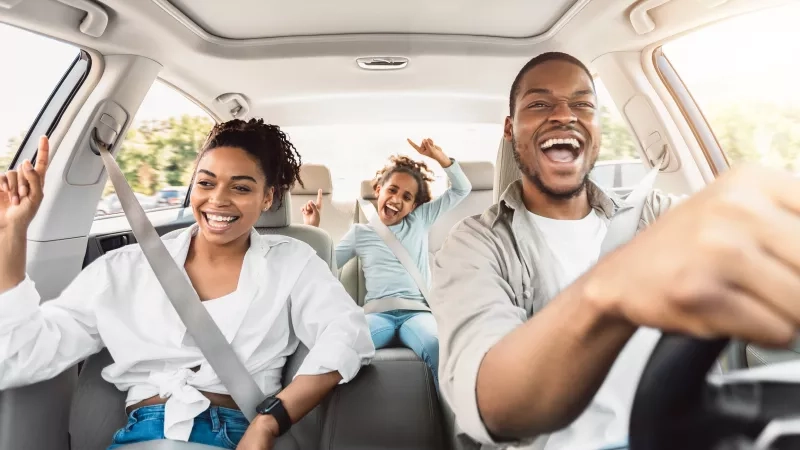Family enjoying a road trip together.