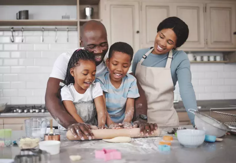 family baking together