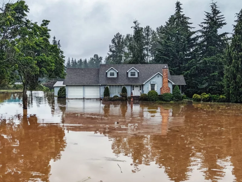 House in the middle of a flooded area