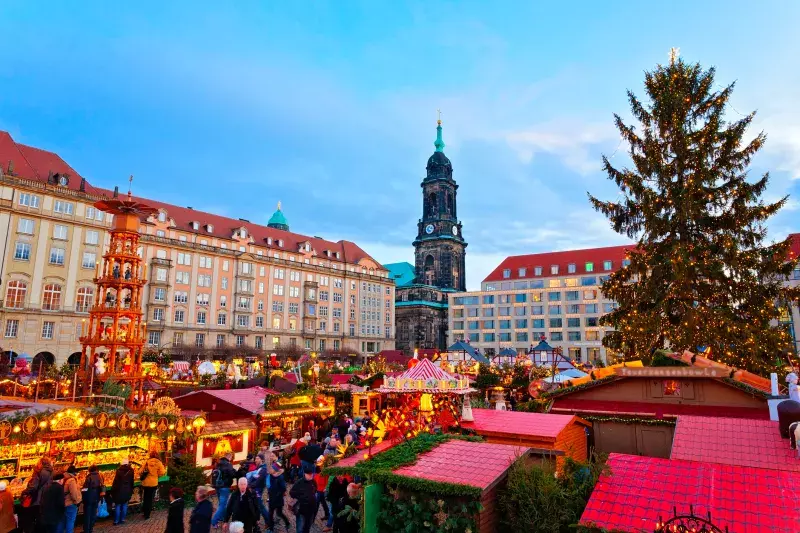 Traditional Christmas Market Striezelmarkt in Dresden, Germany