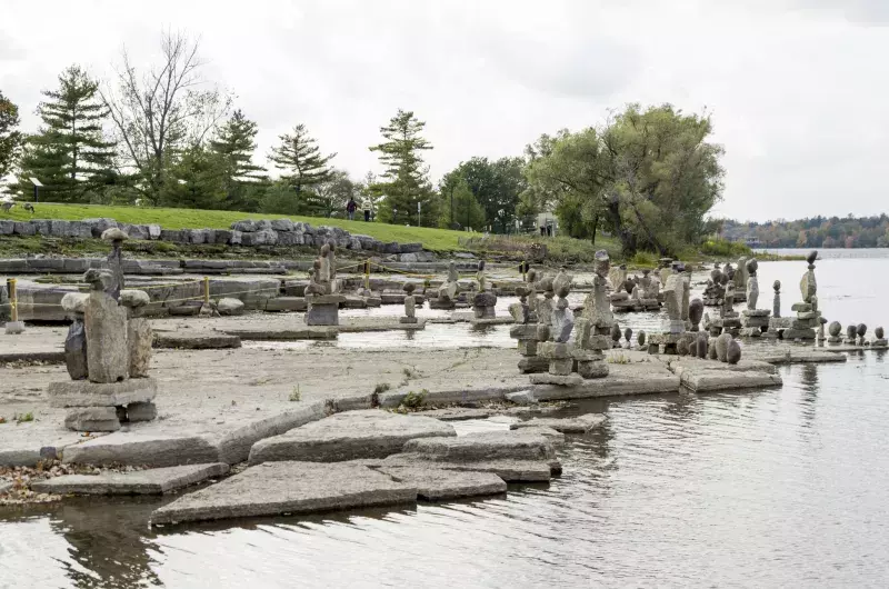 2017 Inukshuks: For more then 30 years Inukshuks, or balanced rock sculptures, have been at Remics Rapids on the Ottawa River just west of downtown Ottawa along the John A. McDonald Parkway.