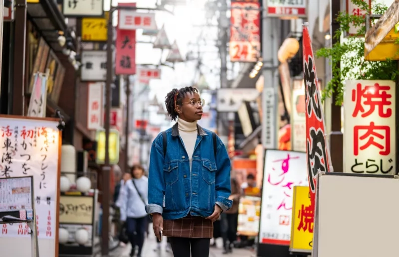 Young tourist exploring Tokyo.