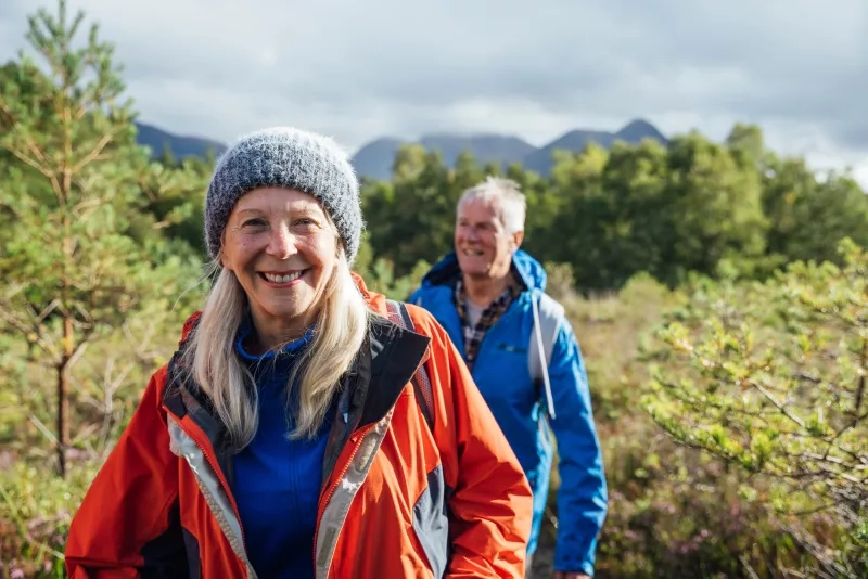 Senior couple hiking in Scotland