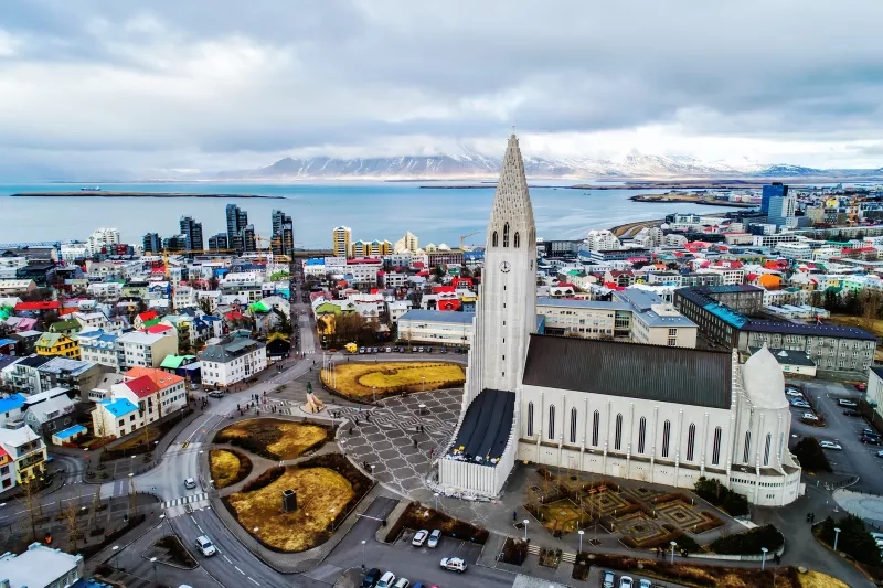 Aerial view Reykjavik Iceland