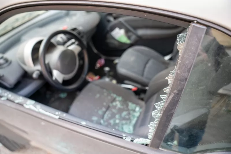 Broken car window