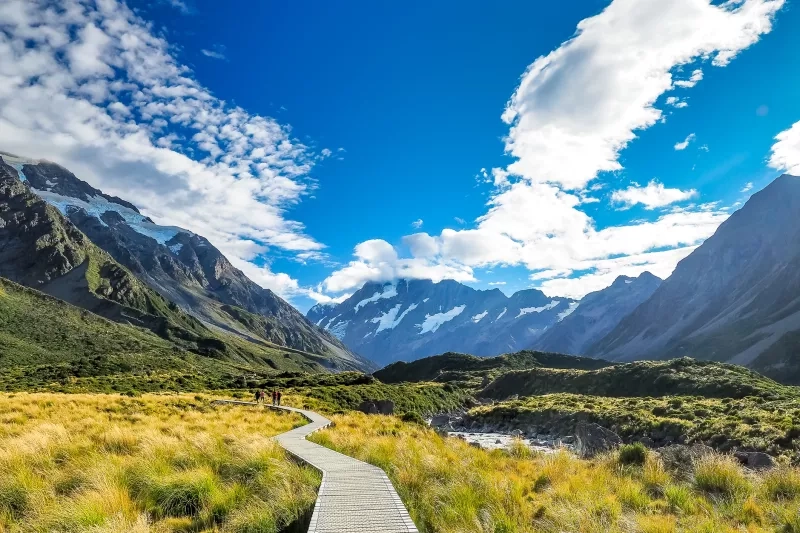 Hooker Valley Track at Mt Cook National Park in New Zealand