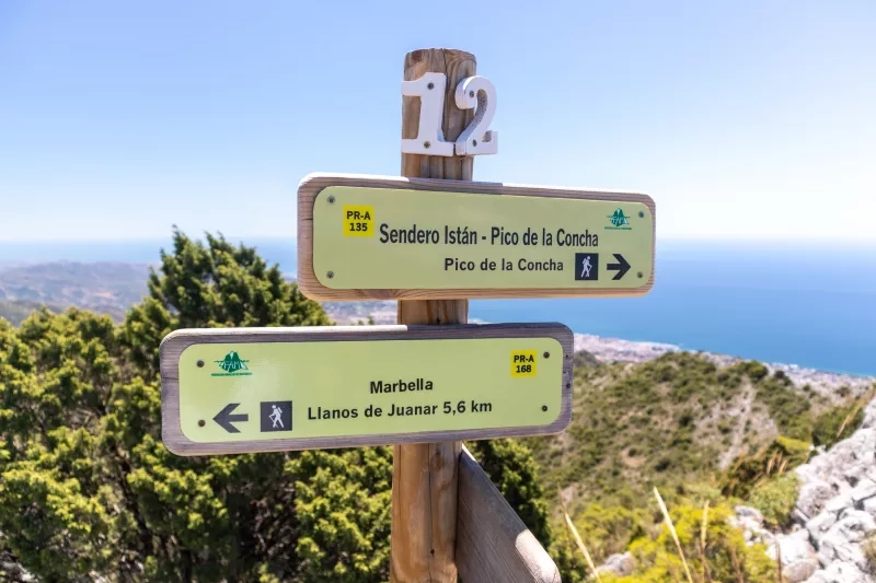 Tourist route to climb La Concha mountain in Marbella.