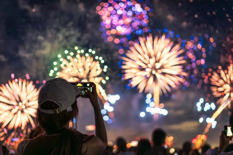 crowd watching fireworks