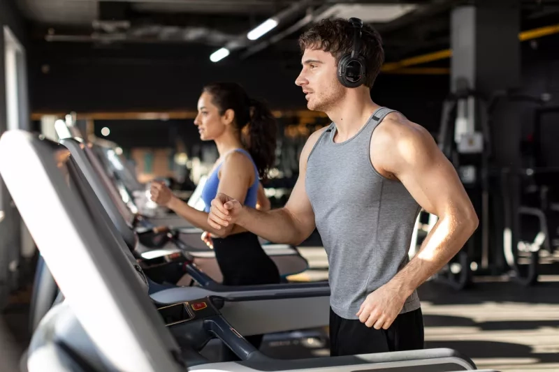 Man running on treadmill