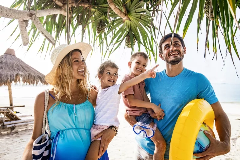 family on a beach vacation