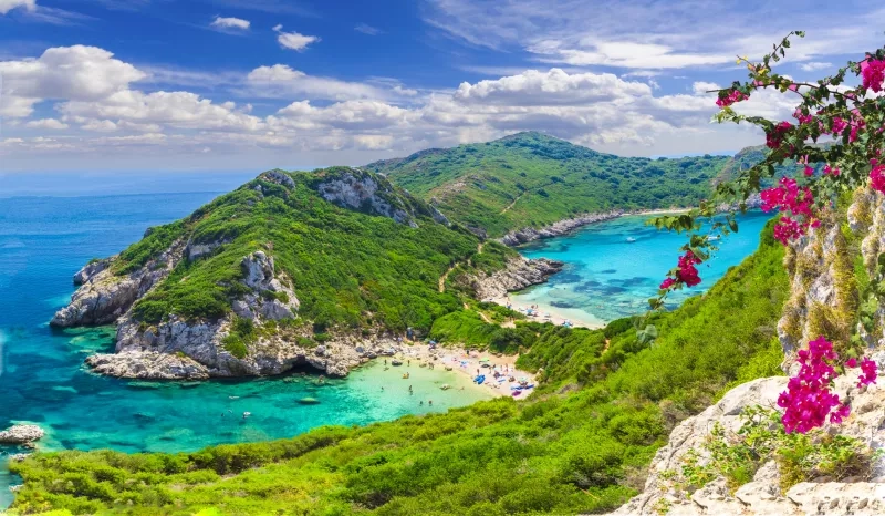 Aerial view of Porto Timoni, Corfu