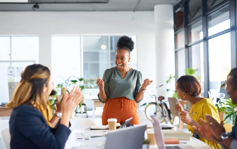 employees talking in the office