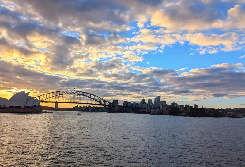 view of the Sydney Harbour, bridge and opera house