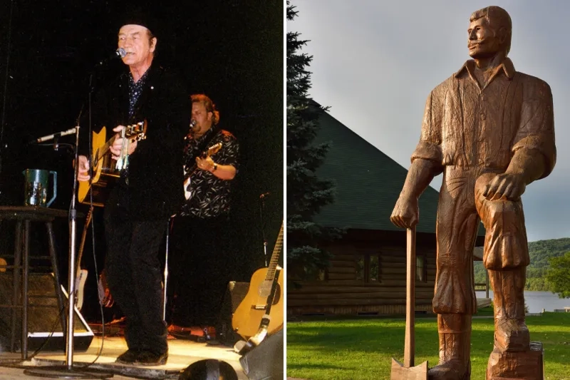 Wooden statue of Big Joe Muffraw in Explorers Point Park Mattawa