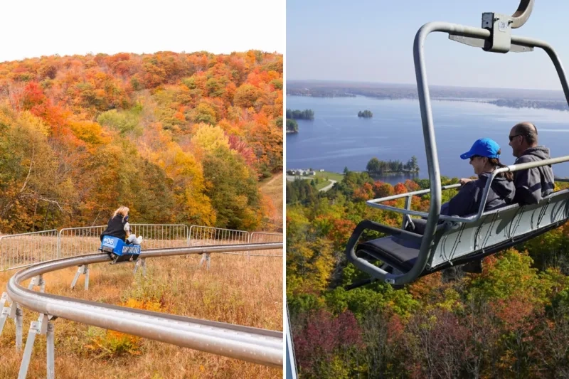 Fall mountain coaster and chair lift