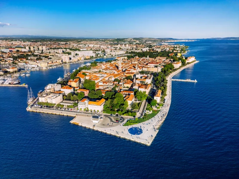 aerial view of the historic Zadar old town in Croatia