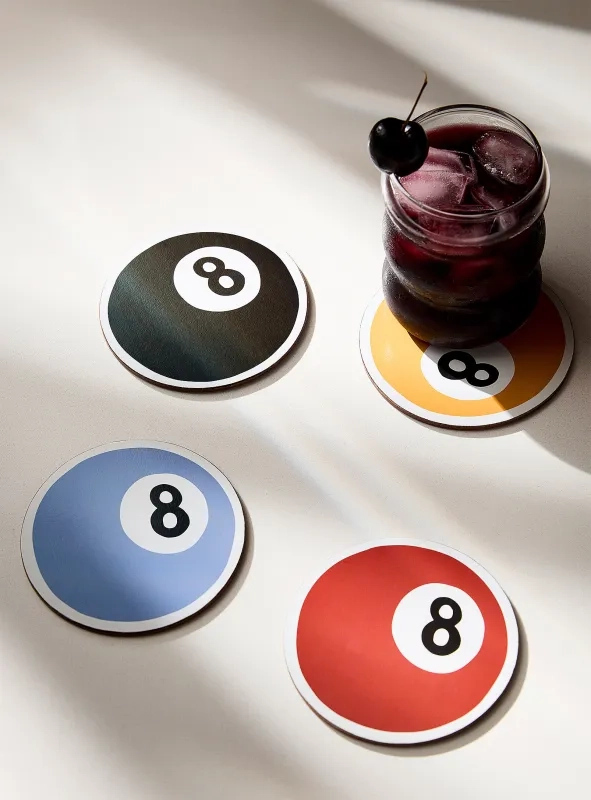 Pool balls laminated cork coasters
