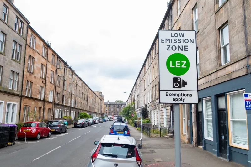 Low emission zone in Edinburgh Scotland