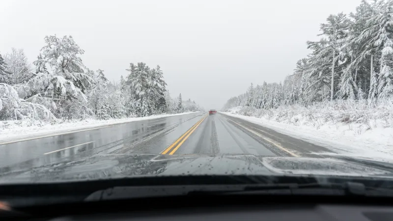 Driving on icy highway