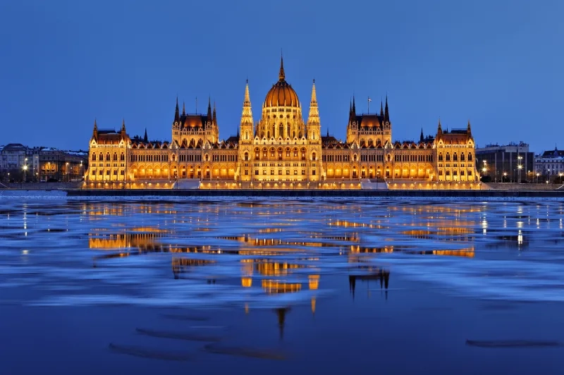 Hungarian parliament at dusk