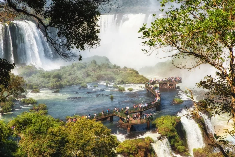 Tourists at Iguazu Falls, Foz do Iguacu, Brazil 