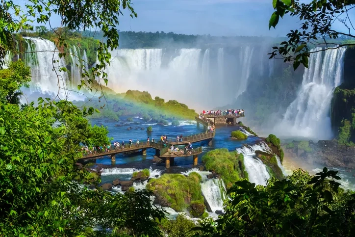 Tourists at Iguazu Falls, Foz do Iguacu, Brazil 