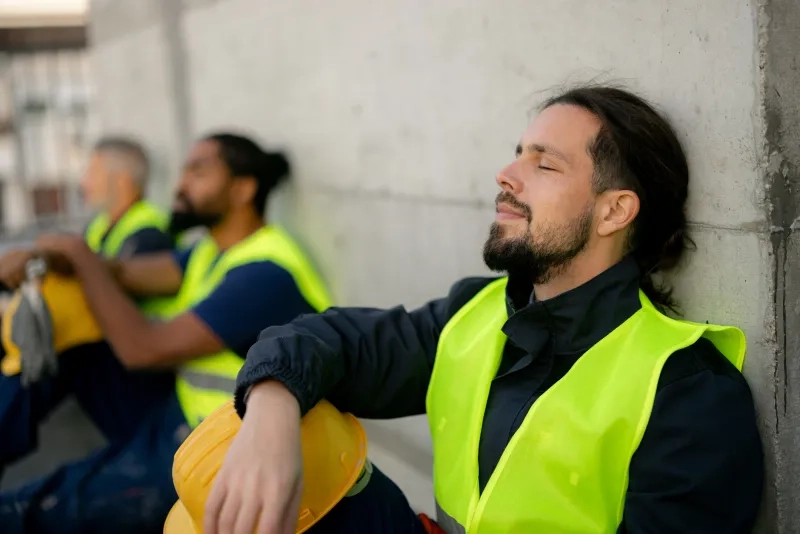 Construction workers taking a break