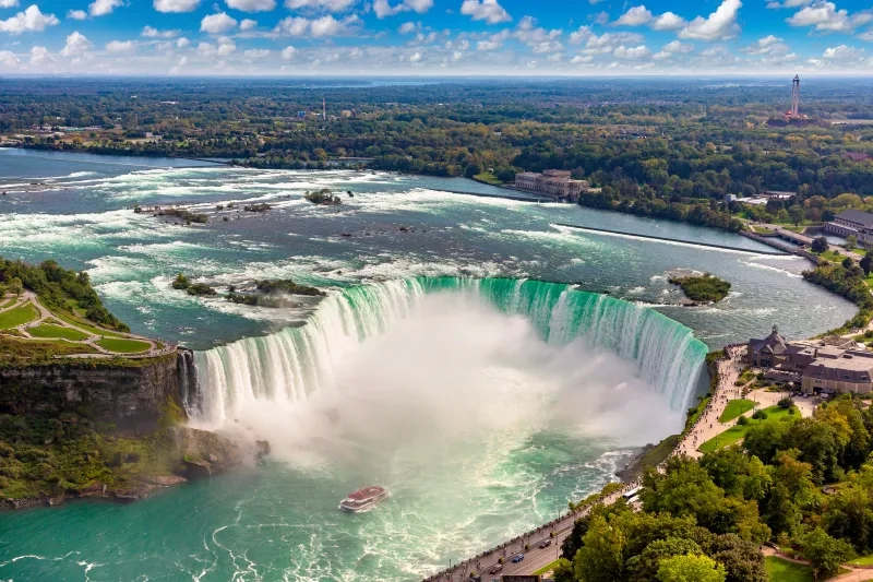 Panoramic aerial view of Canadian side view of Niagara Falls