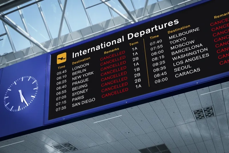International departures information board