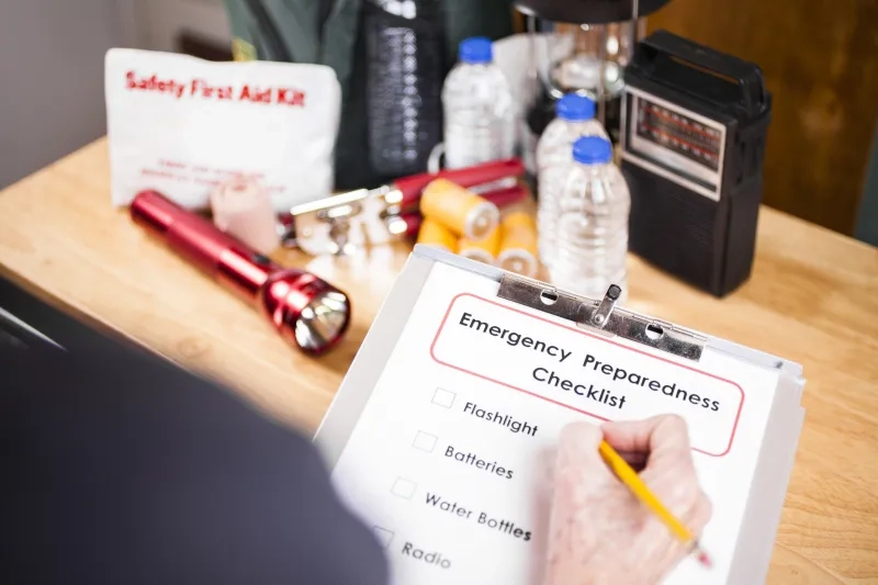 Person preparing emergency check list